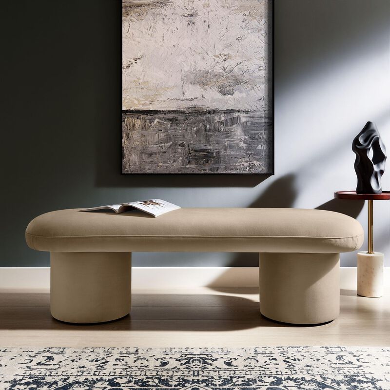Modway Orla Performance Velvet Upholstered Bench in Taupe image number 4