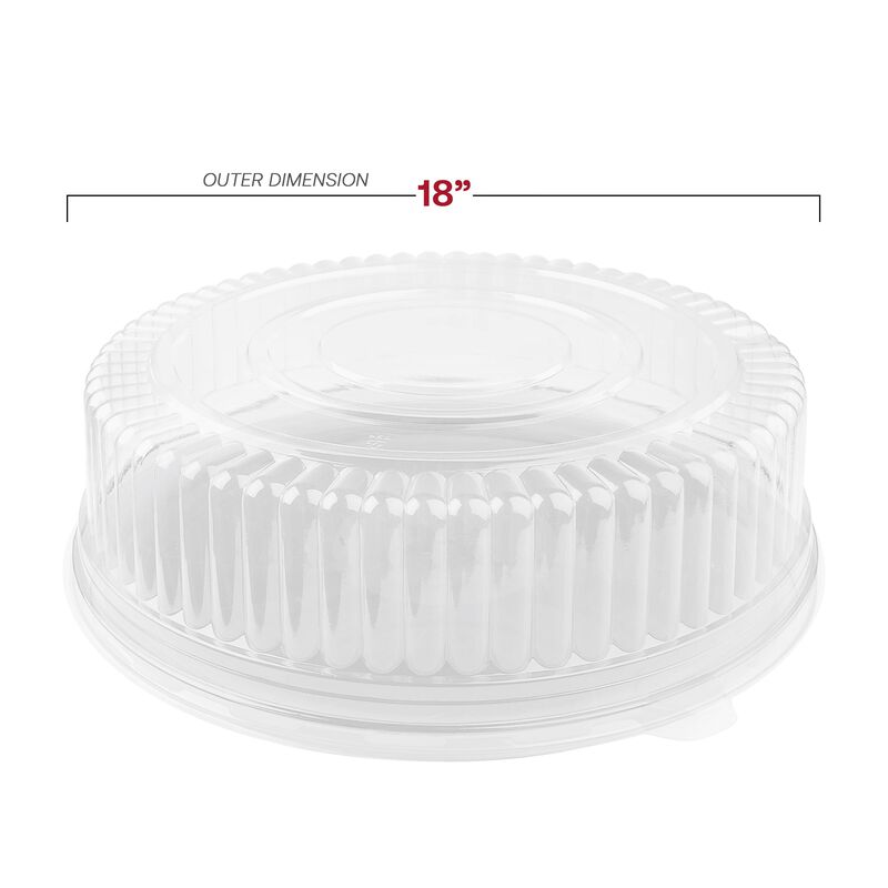 18" Clear Round Plastic Trays with Lids (25 Sets) image number 3