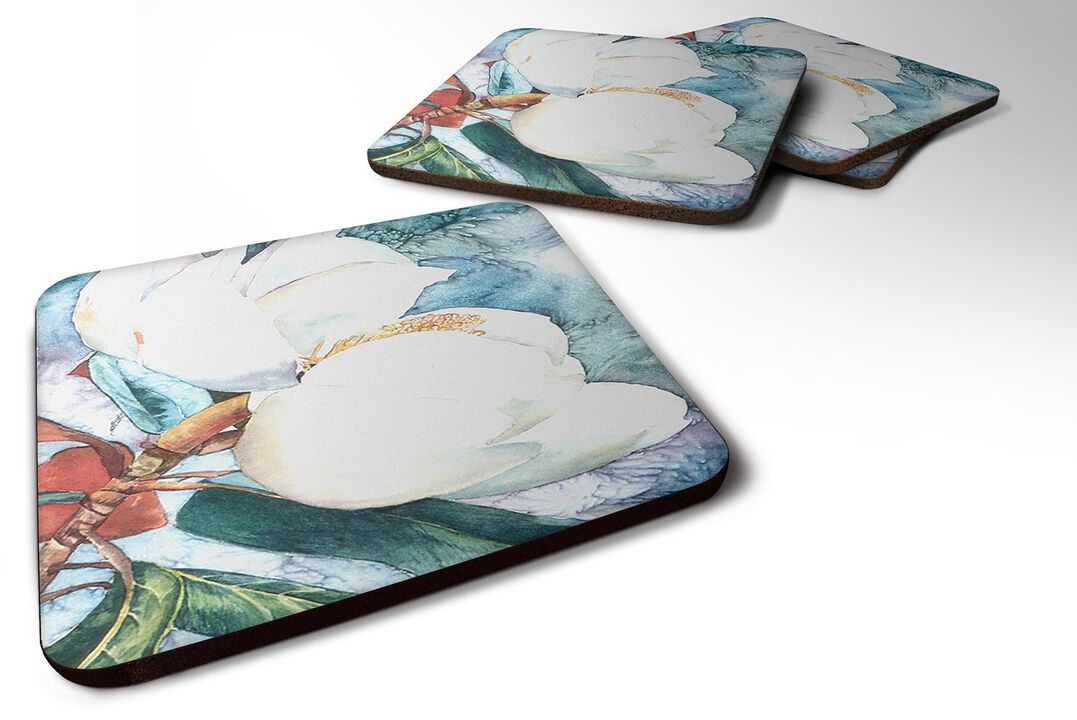Caroline's Treasures 8001FC Flower-Magnolia Foam Coasters (Set of 4), 3.5 H x 3.5 W, Multicolor