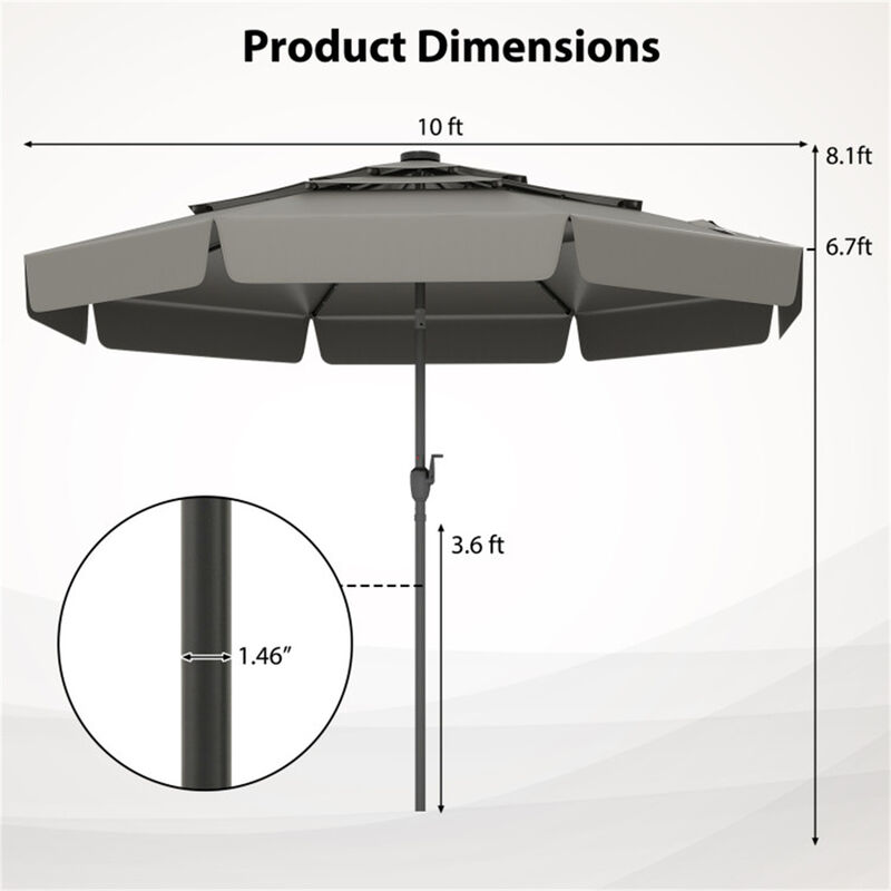 Solar-Powered LED Terrace Umbrella with Ventilated Multi-Layer Roof, Stylish Outdoor Sunshade image number 3