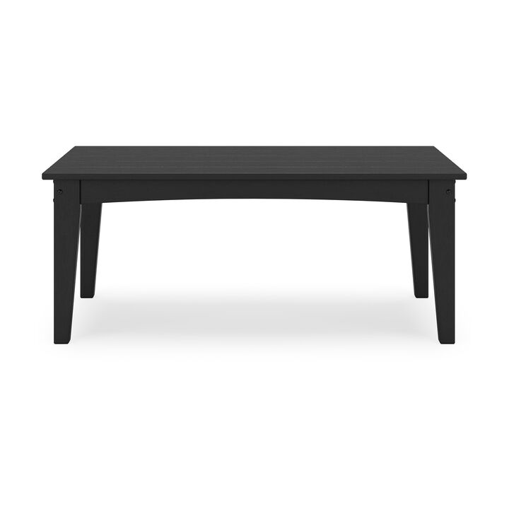 Fini 44 Inch Outdoor Coffee Table, Slatted Top, Modern Style, Black Finish - Benzara