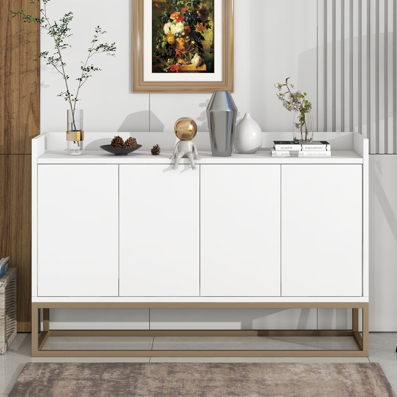 Modern Sideboard Elegant Buffet Cabinet with Large Storage Space for Dining Room, Entryway (White)