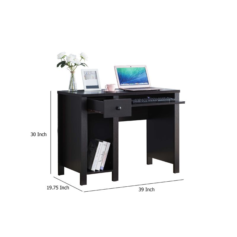 Akol Computer Desk, Keyboard Drawer and Storage, 39 Inch, Black