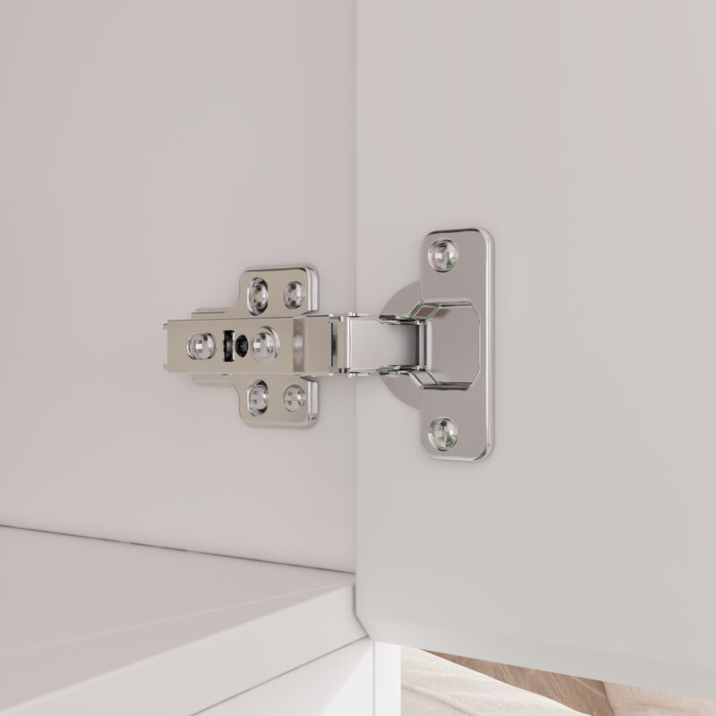 FUFU&GAGA Modern White Armoire with Full-Length Glass Mirrors &ndash; Elegant Wardrobe with Ample Storage and Robust Construction, (63" L x 19.7" W x 70.9" H),Silver