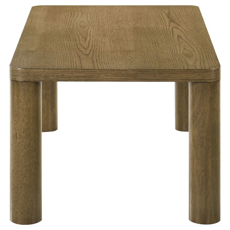 Givy Cocktail Coffee Table, Pillar-Style Legs, Brown Oak Wood 47 Inch image number 4