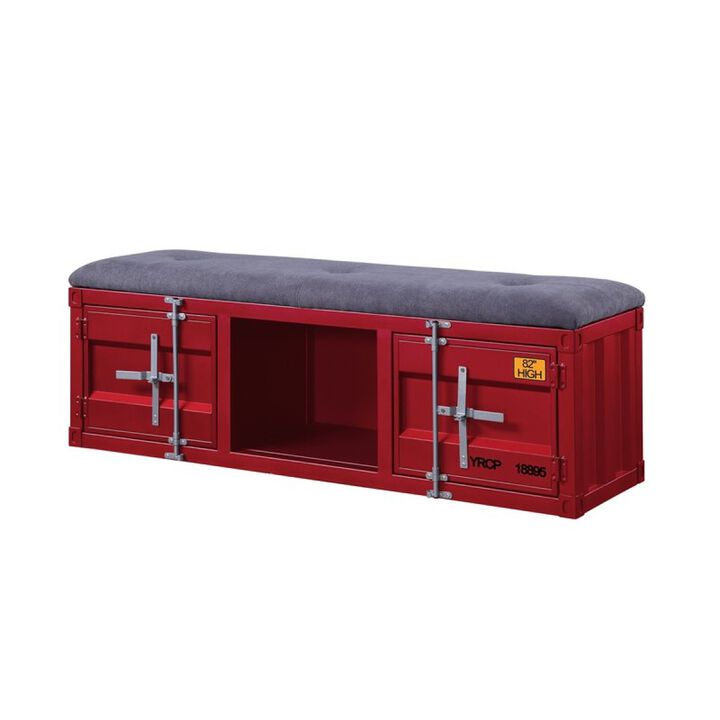 Cargo Bench (Storage), Gray Fabric & Red