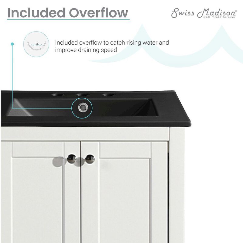 Cannes 24 in. White Bathroom Vanity with 3-Hole Ceramic Sink Top image number 3
