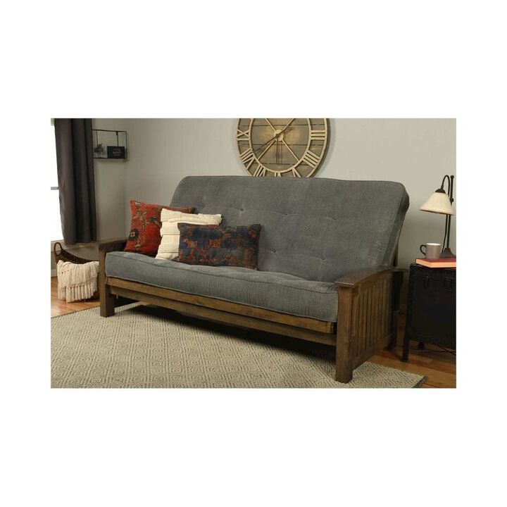 Washington Queen Frame-Rustic Walnut Finish-Marmont Thunder Mattress