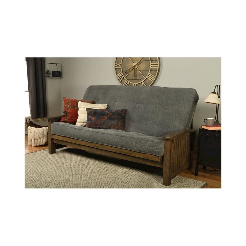 Washington Queen Frame-Rustic Walnut Finish-Marmont Thunder Mattress image number 1