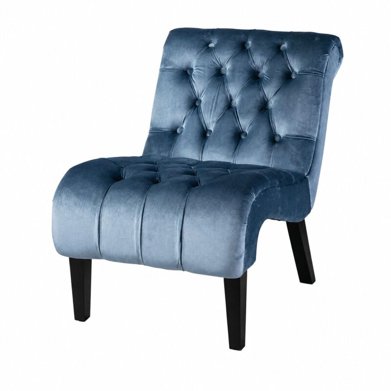 GOODSILO Armless Velvet Upholstered Accent Chair Leisure Chair with Wooden Legs for Living Room, Bedroom, Office, Small Spaces image number 0