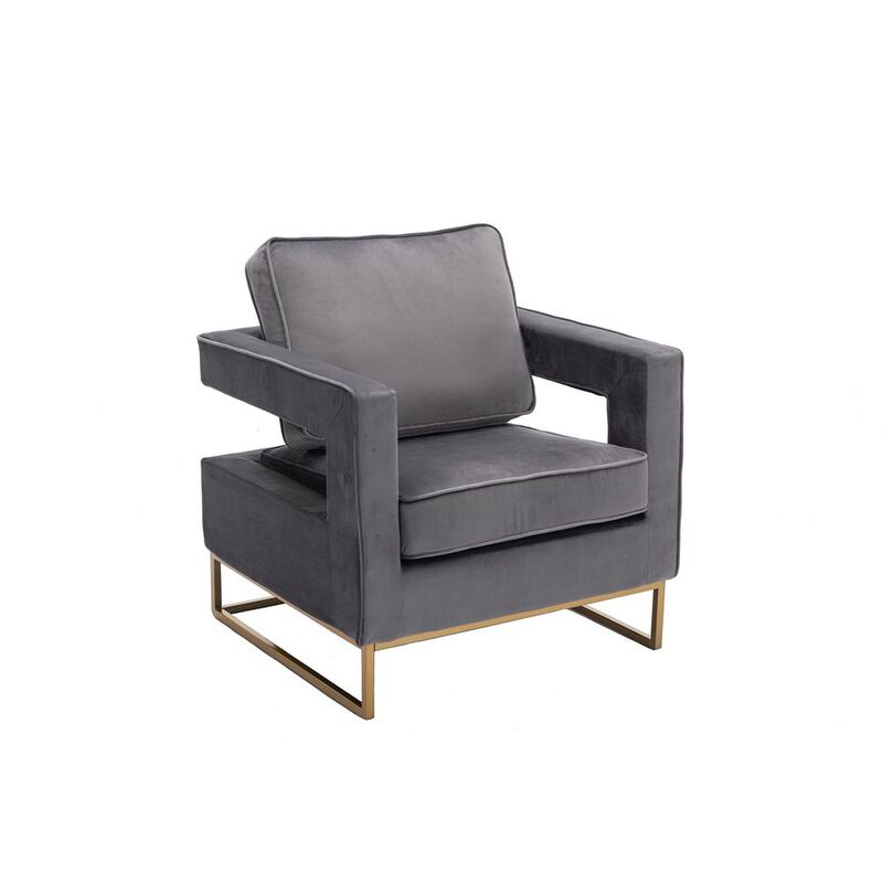 Carolina Chair & Table Adadon Velvet Upholstered Armchair - Gray