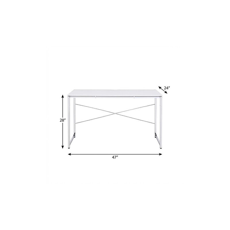 HomeRoots 47" White and Silver Writing Desk image number 3