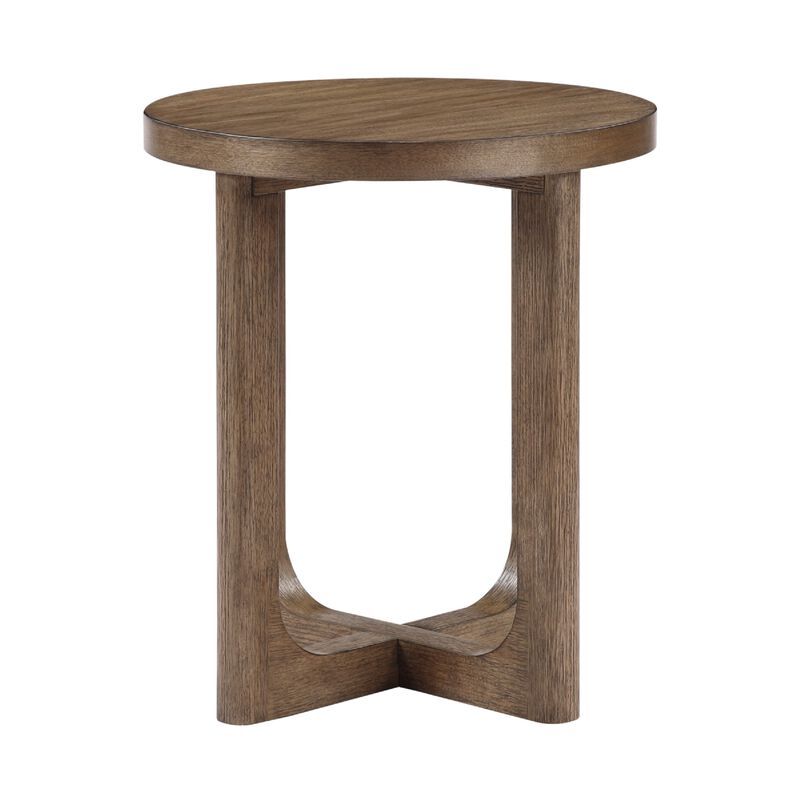 Bly Side End Table, Round Top, X base, Transitional Light Brown 20 Inch image number 2