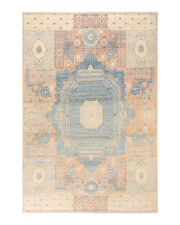 Eclectic, One-of-a-Kind Hand-Knotted Area Rug  - Light Blue, 6' 8" x 9' 10"