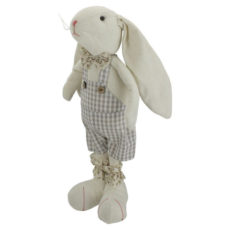 14.5-Inch Beige and Cream Standing Boy Easter Bunny Rabbit Spring Figure