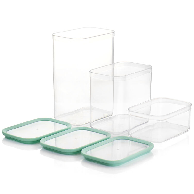 Martha Stewart 3 Piece Rectangular Plastic Stackable Container Set in Mint Green