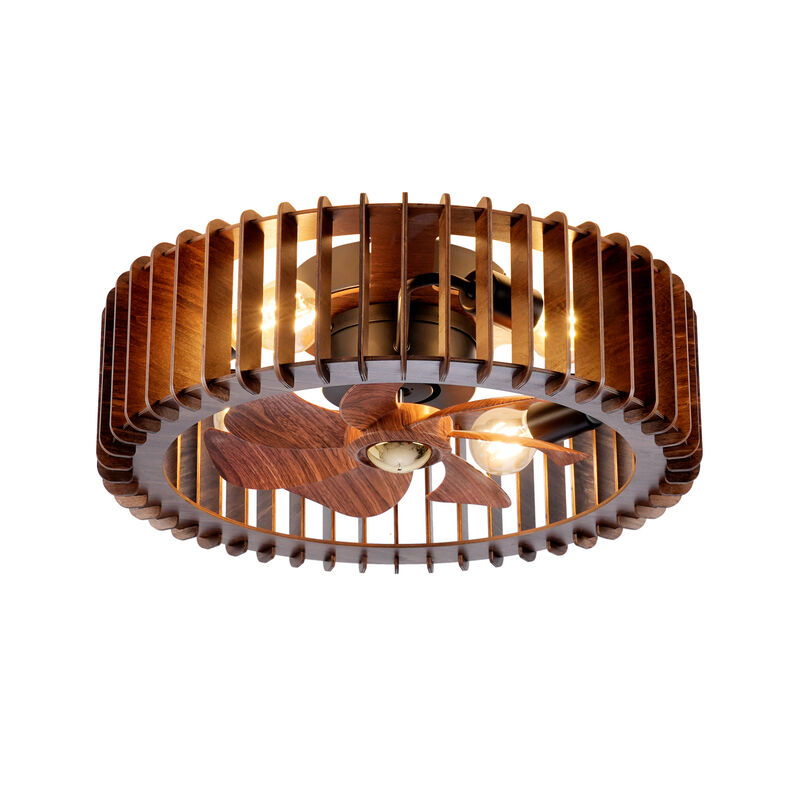 ELEMENT ACE 20 Inch Semicircle Modern Flush Mount Ceiling Fan with Light, 6 Speed Quiet DC Motor, Remote Control, Suitable for Living Room Bedroom Kitchen image number 0