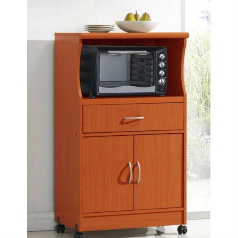 Kitchen Cabinet Microwave Cart with Storage Shelves and Drawer for Convenient Appliance Organization image number 1