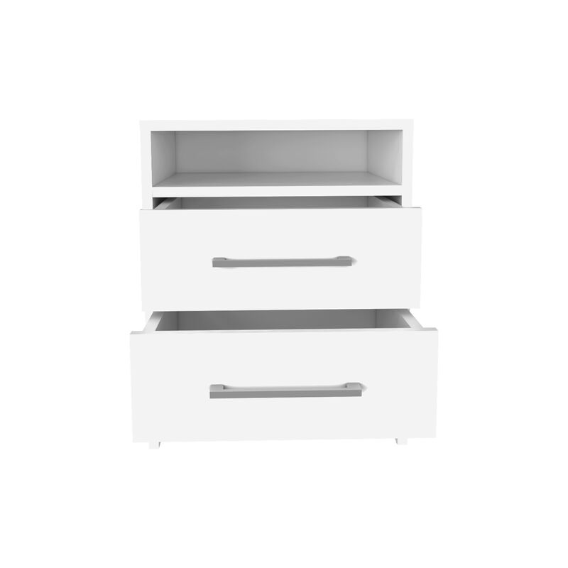 DEPOT E-SHOP Leyva Nightstand, Two Drawers, Superior Top, White image number 4