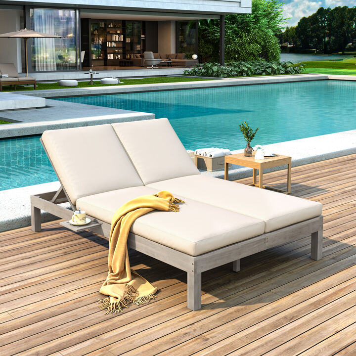 Whsien Patio Double Lounge Chairs with 5-Position Recline