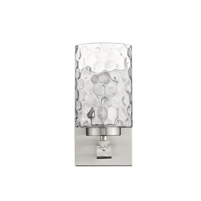 Hivvago Silver Metal and Pebbled Glass Wall Sconce