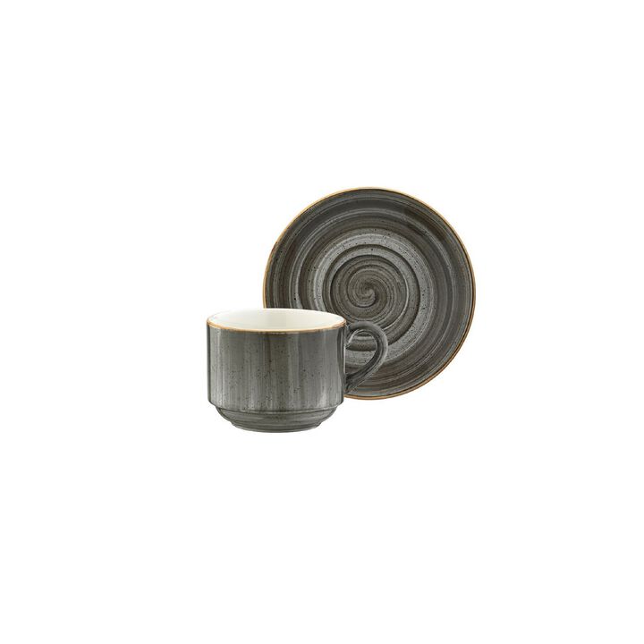 Space Stacking 3 oz. Espresso Cup+Saucer Set for 2