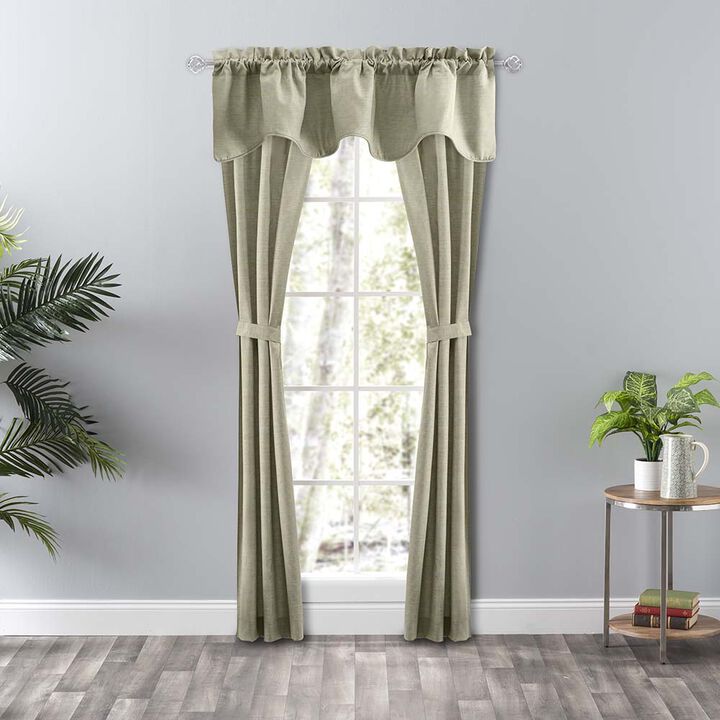 Ellis Curtain Lisa Solid Color Poly Cotton Duck Fabric Lined Scallop Valance