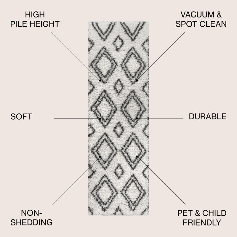 Beni Moroccan Style Diamond Shag Area Rug