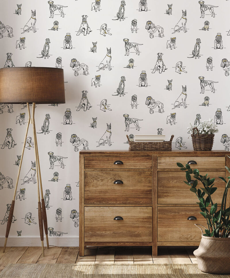 Dog's Life Silver & Gold Peel & Stick Wallpaper image number 2