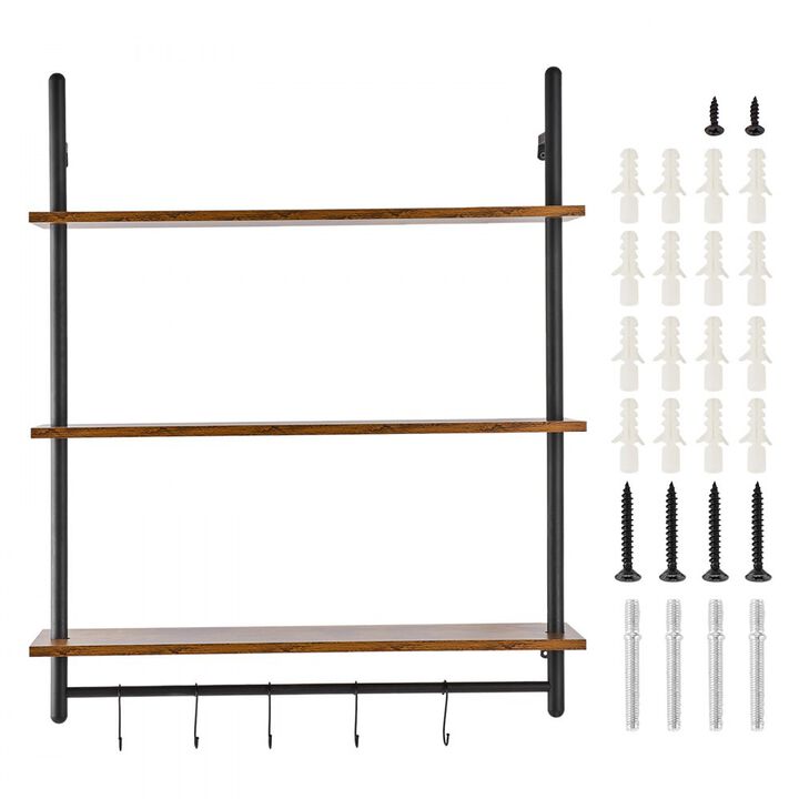 3-Tier Industrial Pipe Shelf Wall Mount for Kitchen, Bedroom, or Living Room
