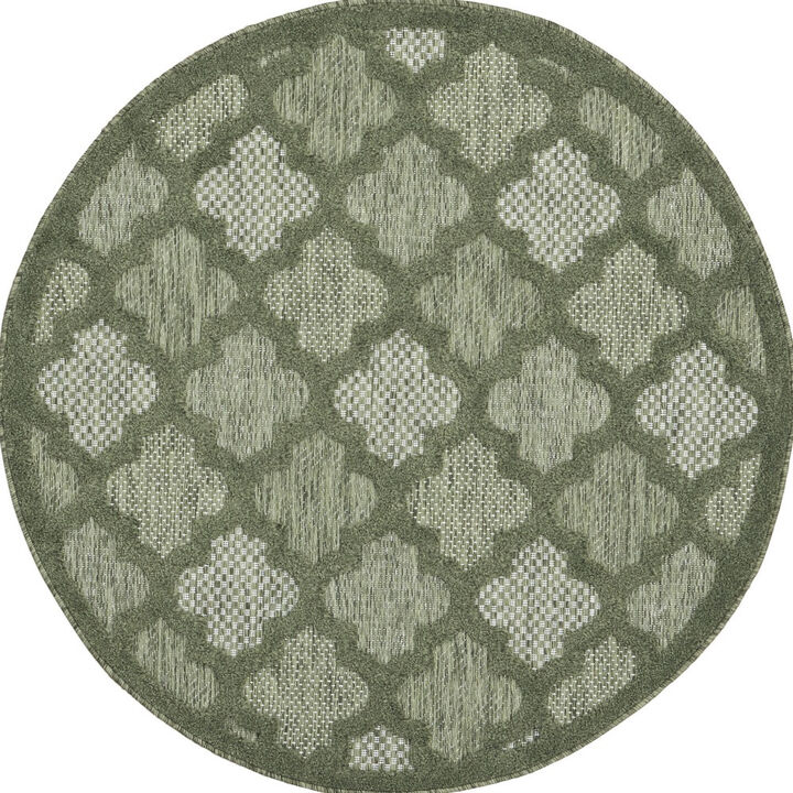 HomeRoots Round Geometric Indoor Outdoor Area Rug
