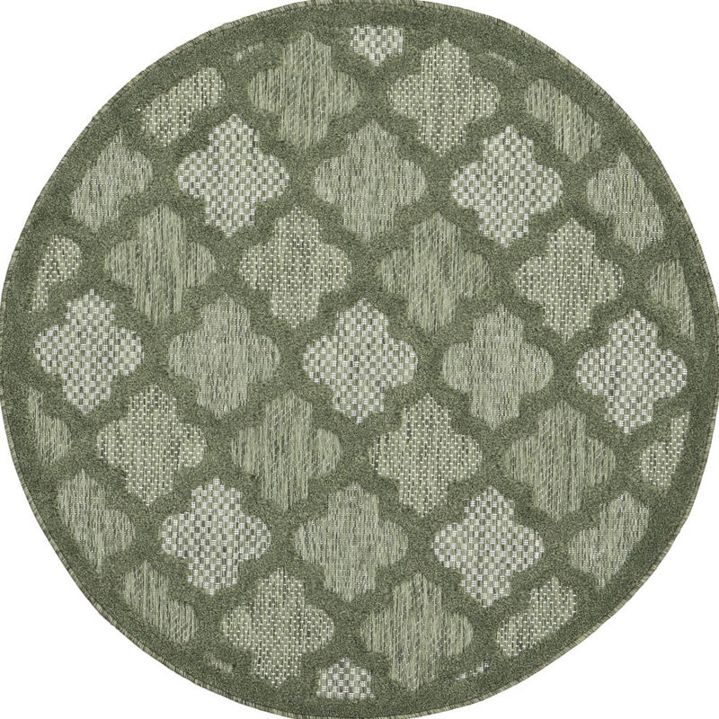 HomeRoots Round Geometric Indoor Outdoor Area Rug image number 0