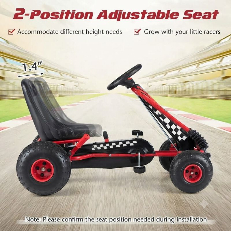4 Wheel Pedal Go Kart for Kids with Adjustable Seat and All Terrain Wheels image number 6