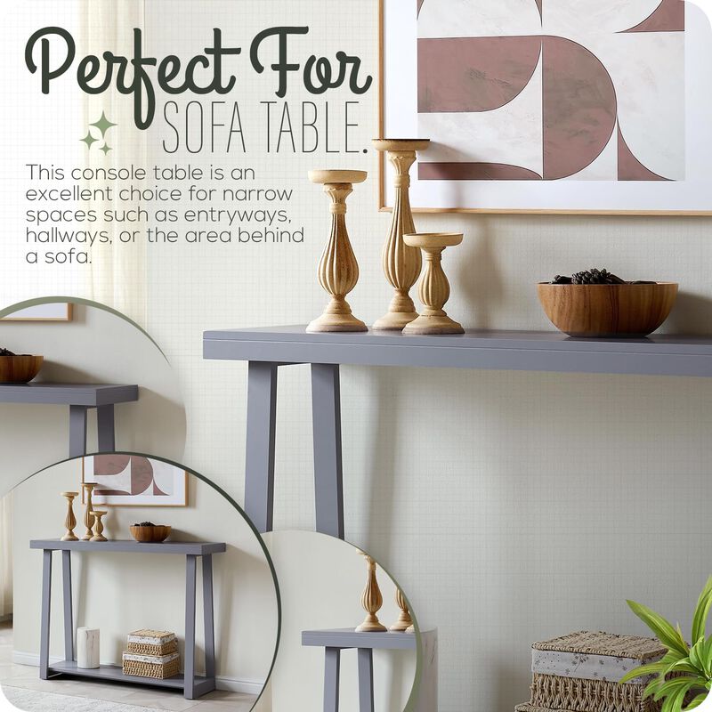 Kings Brand Furniture Emma Narrow Console Table with Lower Shelf Perfect for Sofa Table