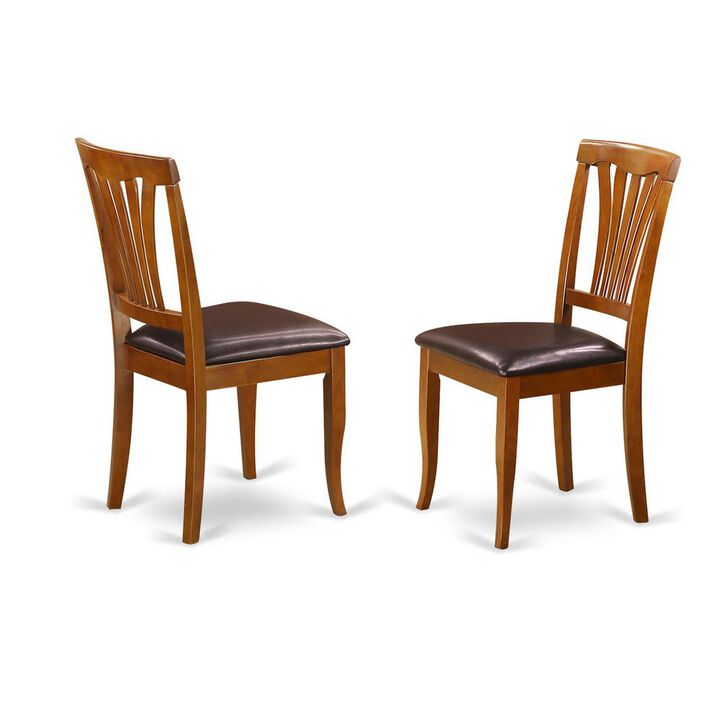 Avon kitchen dining Chair with Faux Leather Seat - Saddle Brow Finish, Set of 2
