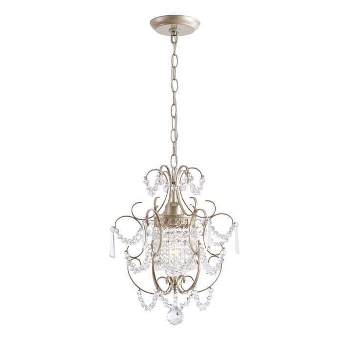 Eleanor Glam 1 Light Brushed Champagne Silver Mini Crystal Chandelier