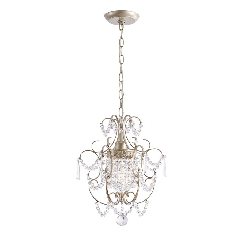 Eleanor Glam 1 Light Brushed Champagne Silver Mini Crystal Chandelier image number 0