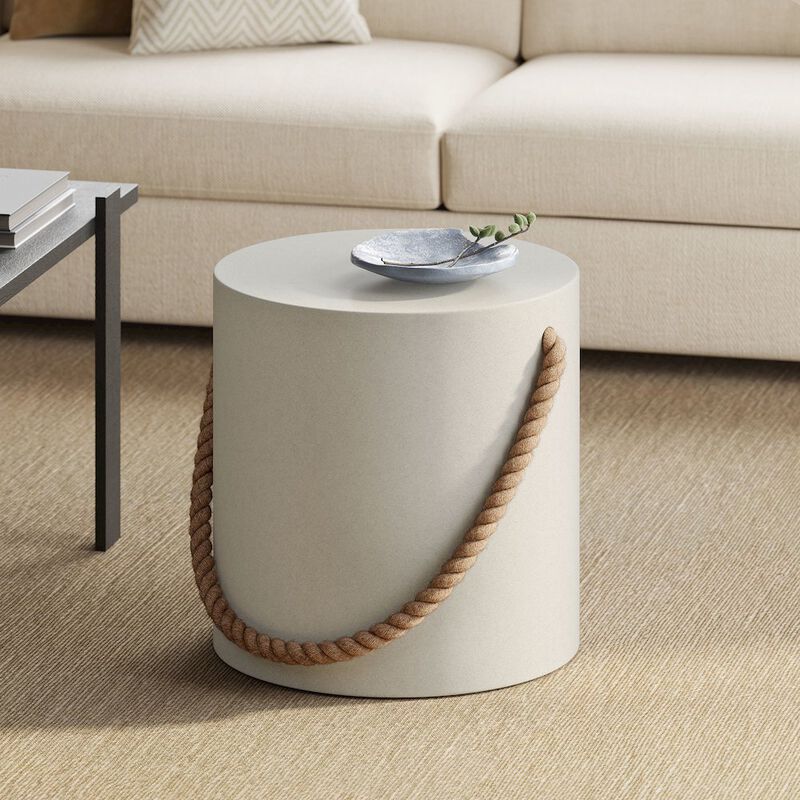 Isera Indoor - Outdoor Patio Rope Concrete Side Table Stool image number 5