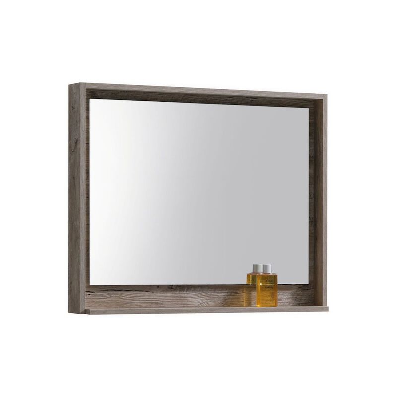 Kubebath Bosco 36 Framed Mirror With Shelve - Nature Wood Finish