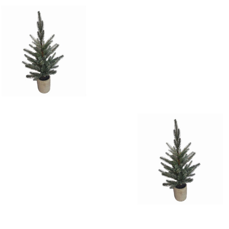 Set of 2 Pine Trees in Plastic Pots for Christmas Décor and Holiday Home Styling