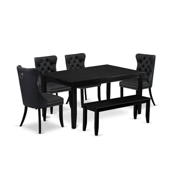 6 Piece Dining Table Set Contains a Rectangle Solid Wood Table