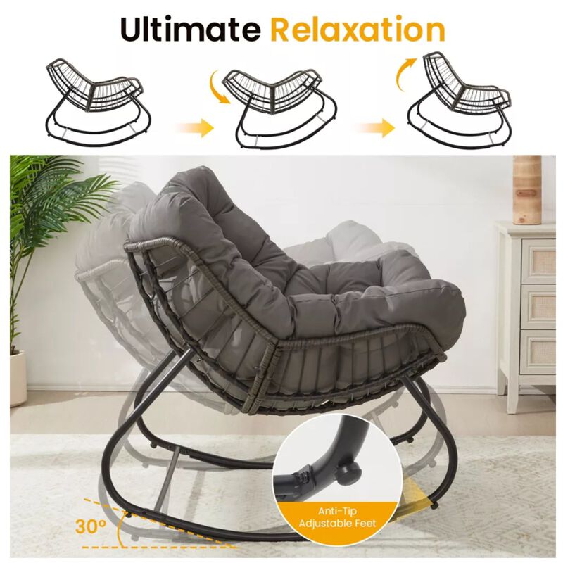 Hivvago Rocking Egg Lounge Chair with Footrest Set image number 5