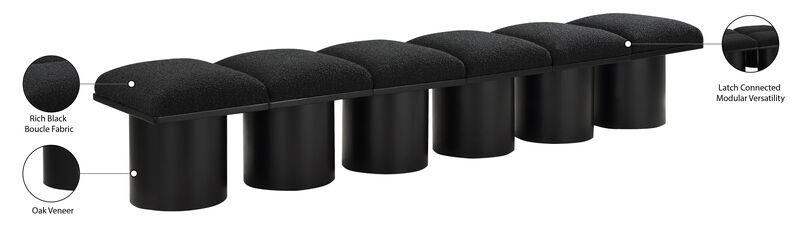 Meridian Furniture Pavilion Black Boucle Fabric Bench