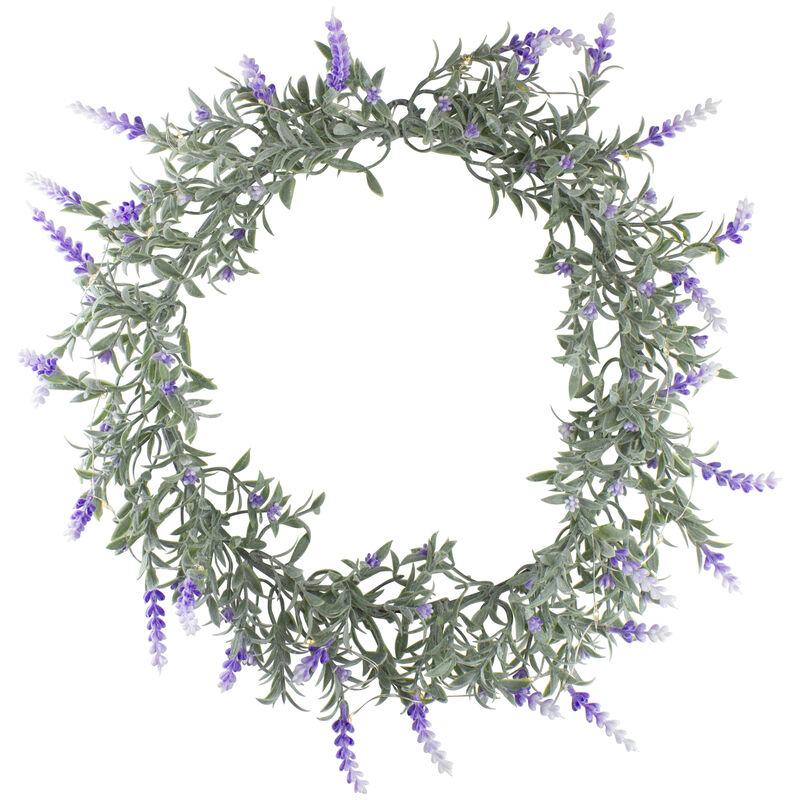 Pre-Lit Battery Operated Ombre Lavender Spring Wreath - 16" - White LED Lights