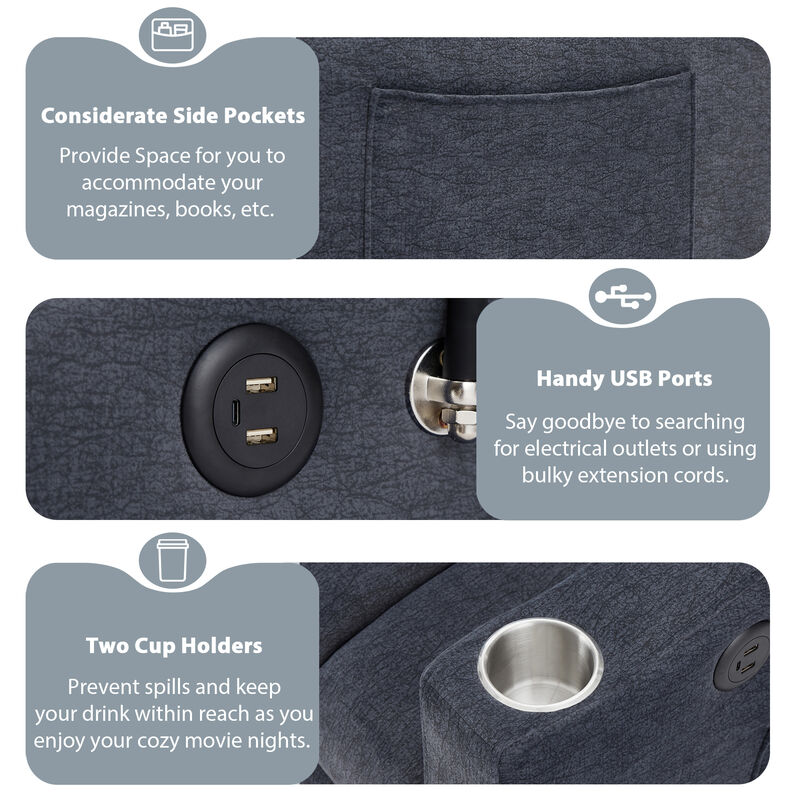 Merax Convertible Sofa Bed Loveseat with 3 USB Ports