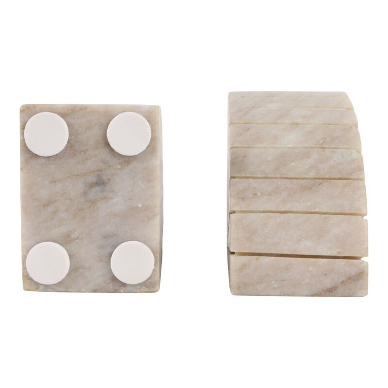 S/2 5" Marble Bookends, Tan image number 5