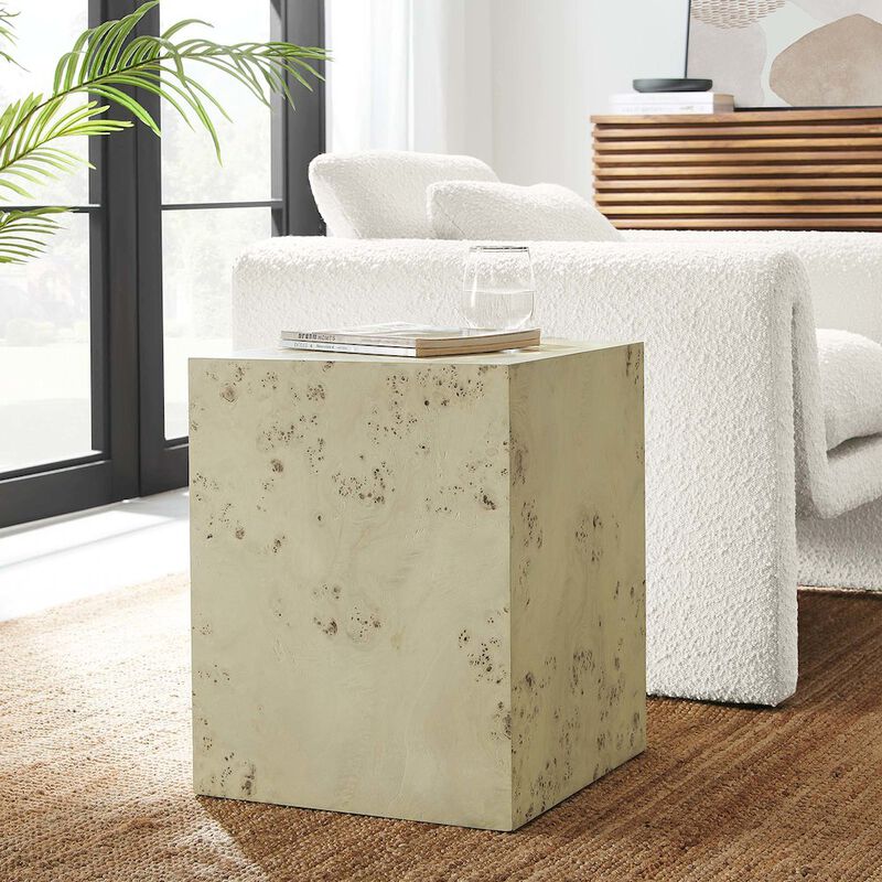 Cosmos 16" Square Burl Wood Side Table image number 7