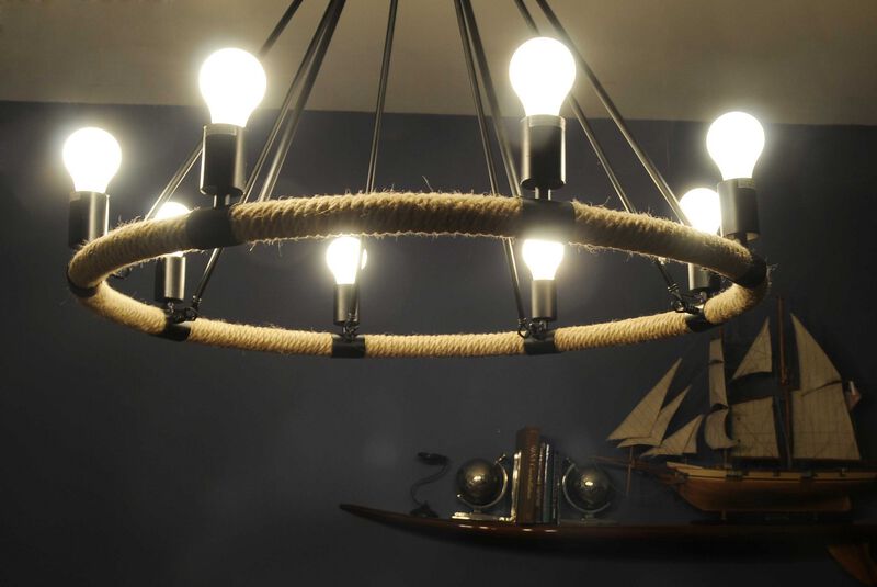 Hivvago 32" X 37" X 32" 8 Bulbs Rope  Pendant Lamp