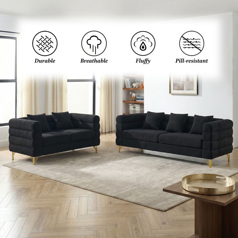 Sibsod modern-design plush cloud-shaped sofa set image number 2
