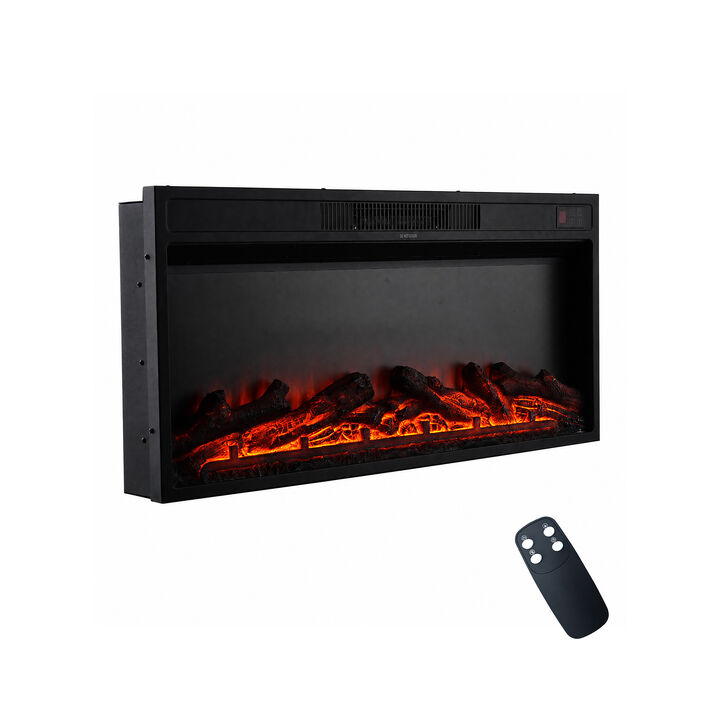 Mondawe 36-Inch Recessed Linear Electric Fireplace, ETL Certified, 750W/1500W Heat, Remote & Timer